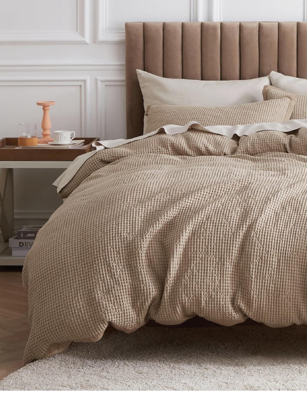 ☀️ Bedsure ☀️ tan waffle king duvet cover